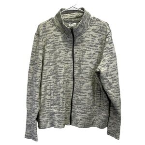 Zyia Active Cream‎ Gray Womens Full Zip Stand Collar Patterned Jacket XXL